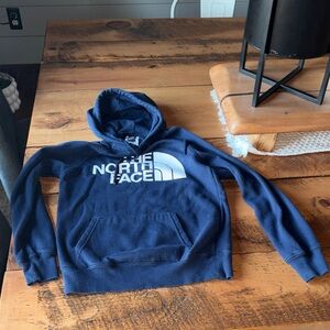 The North Face Navy Blue Pullover Hoodie with White Logo
